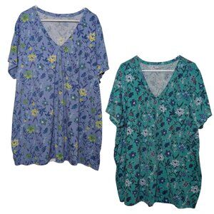 Woman Within Bundle of Two Perfect T Women’s V-Neck T-Shirt Plus Size 3X (30/32)